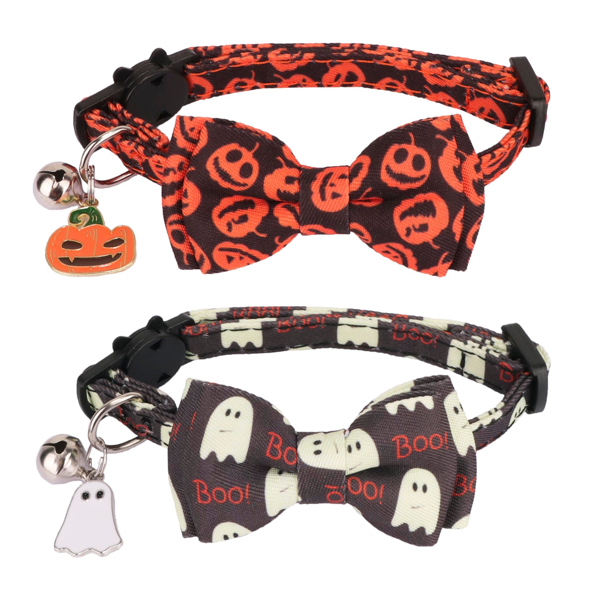 ADOGGYGO Halloween Cat Collar with Bowtie Bell 2 Pack