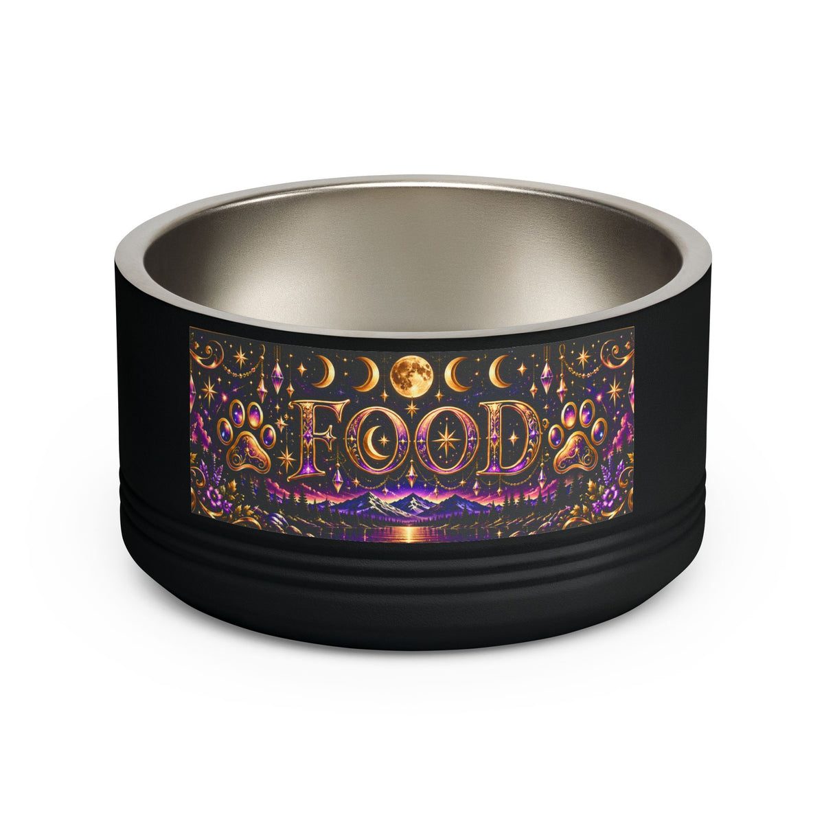 Moon Phase Pet Bowl — 18 oz Mystical Crescent & Full Moon Dog/Cat Dish