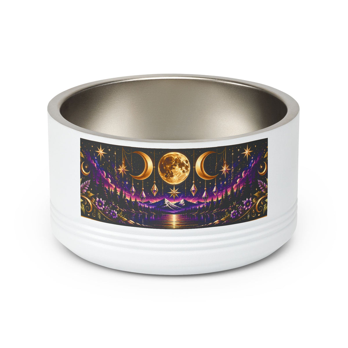 Moon Phase Pet Bowl — 18 oz Mystical Crescent & Full Moon Dog/Cat Dish