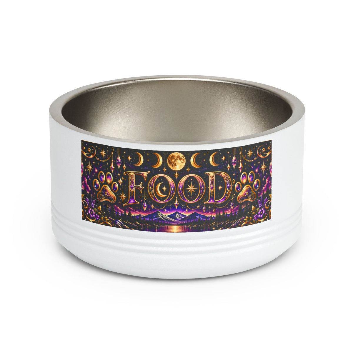 Moon Phase Pet Bowl — 18 oz Mystical Crescent & Full Moon Dog/Cat Dish
